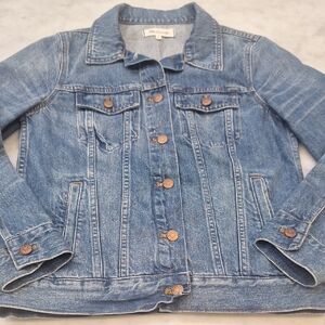 Madewell Wom Fitted Med Blue Denim Jean Jacket Waist Length Sz M‎ Copper Western